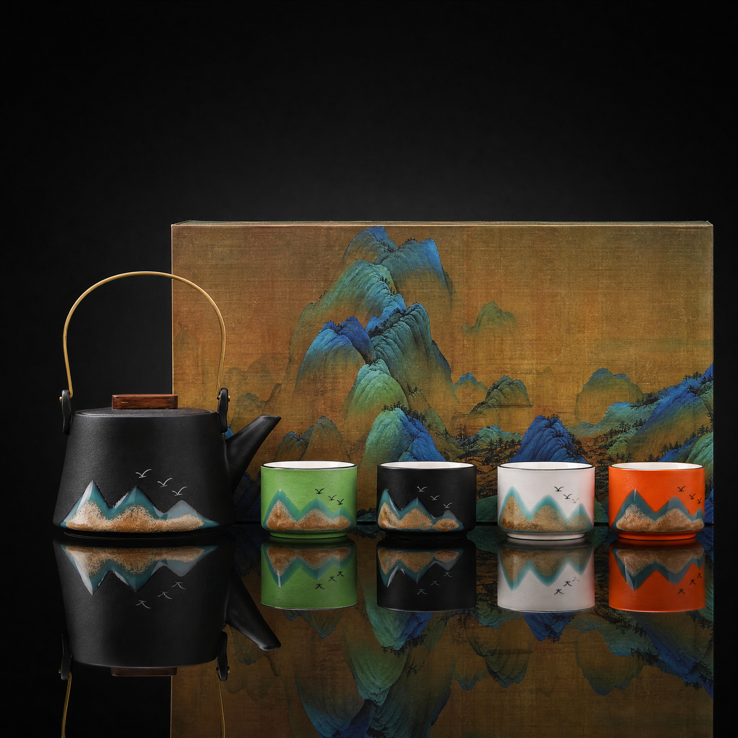 China-Chic Pottery Tea Set for 4, Gift Box
