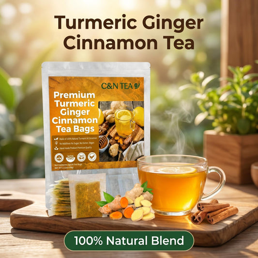 Turmeric Ginger Cinnamon Tea — Caffeine-Free Herbal Tea, 30 Tea Bags