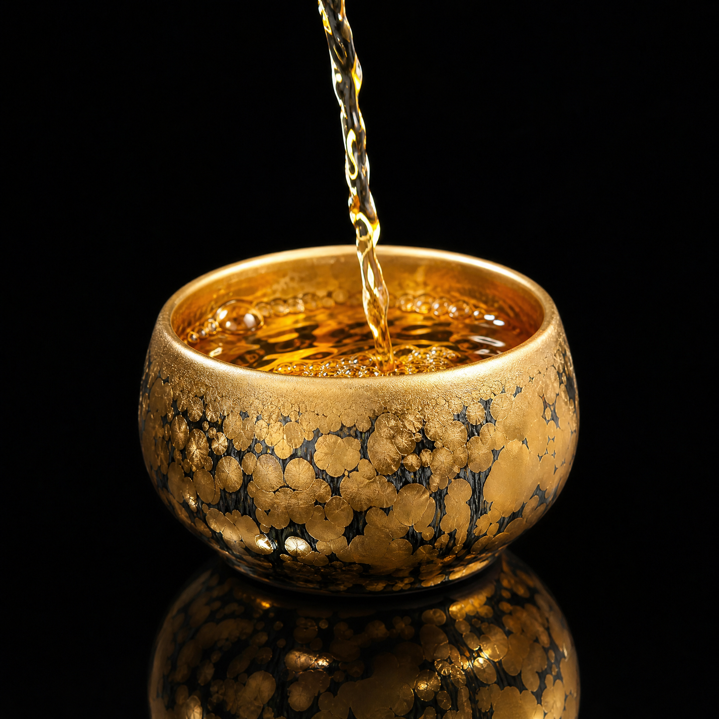 Gold Oil-Drop Tenmoku Tea Cup