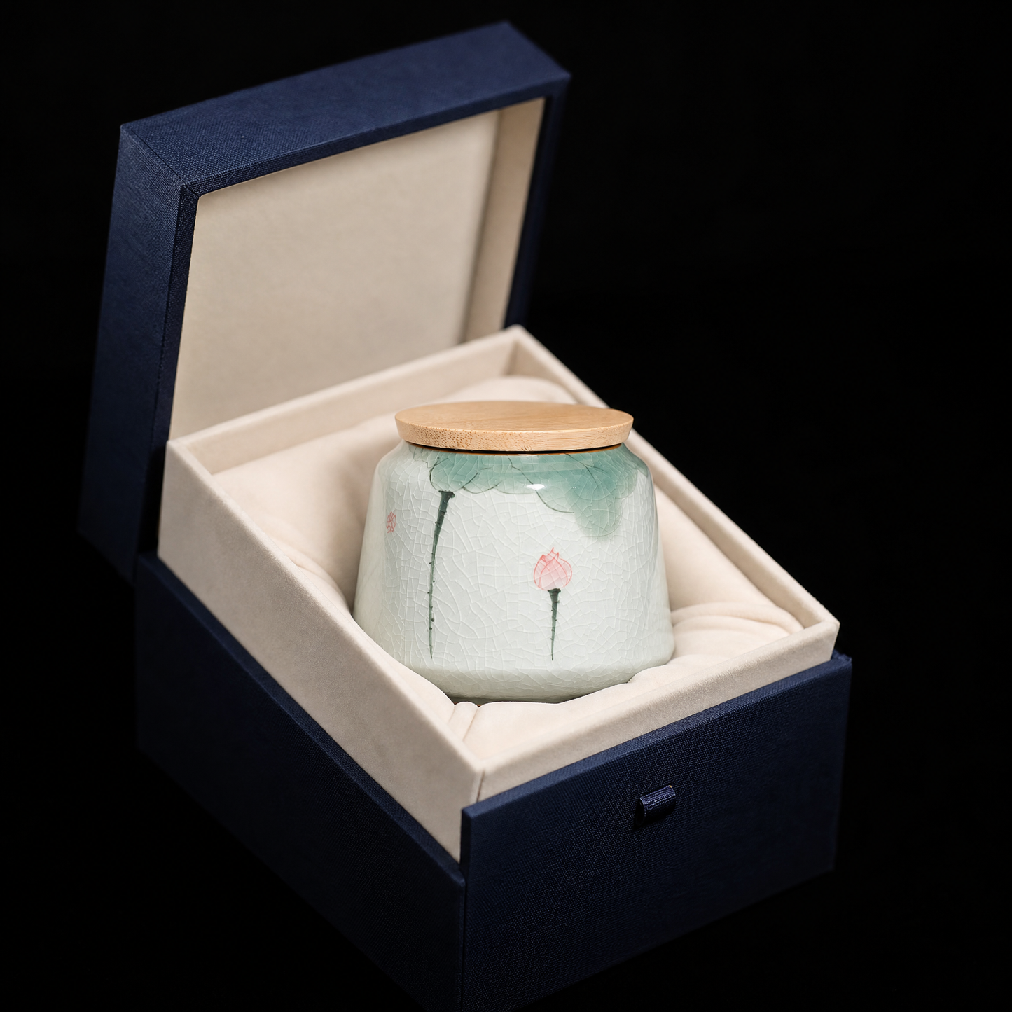 Ice-Crackle Hand-Painted Tea Jar, Small