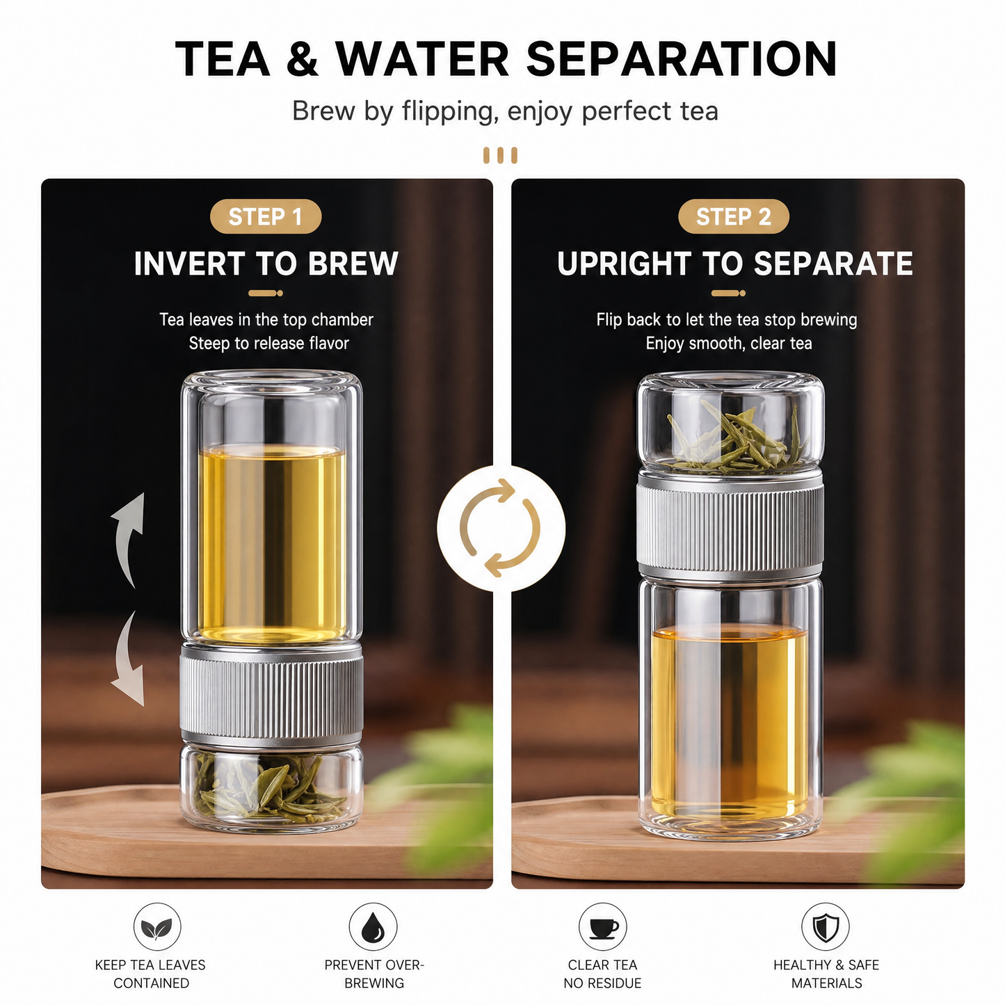 Double-Wall Glass Tea Tumbler, 200–350ml
