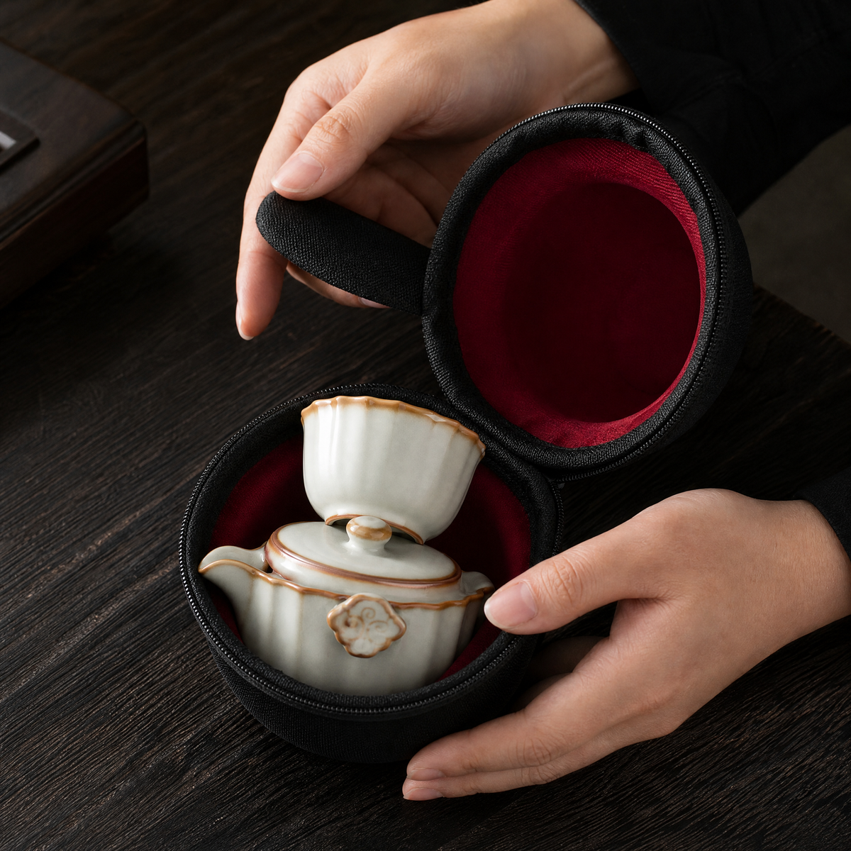 Ru-Style Personal Tea Set with Travel Case