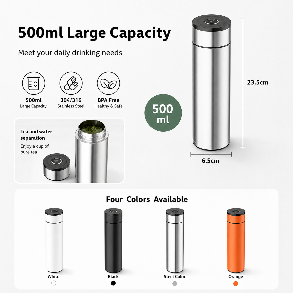 316 Stainless Steel Tea Thermos, 500ml