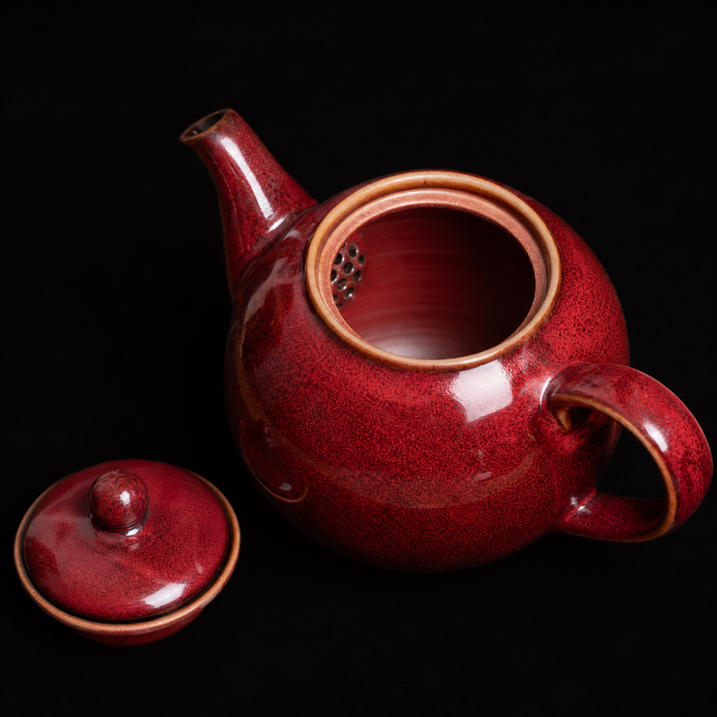 Retro Underglaze Ceramic Teapot