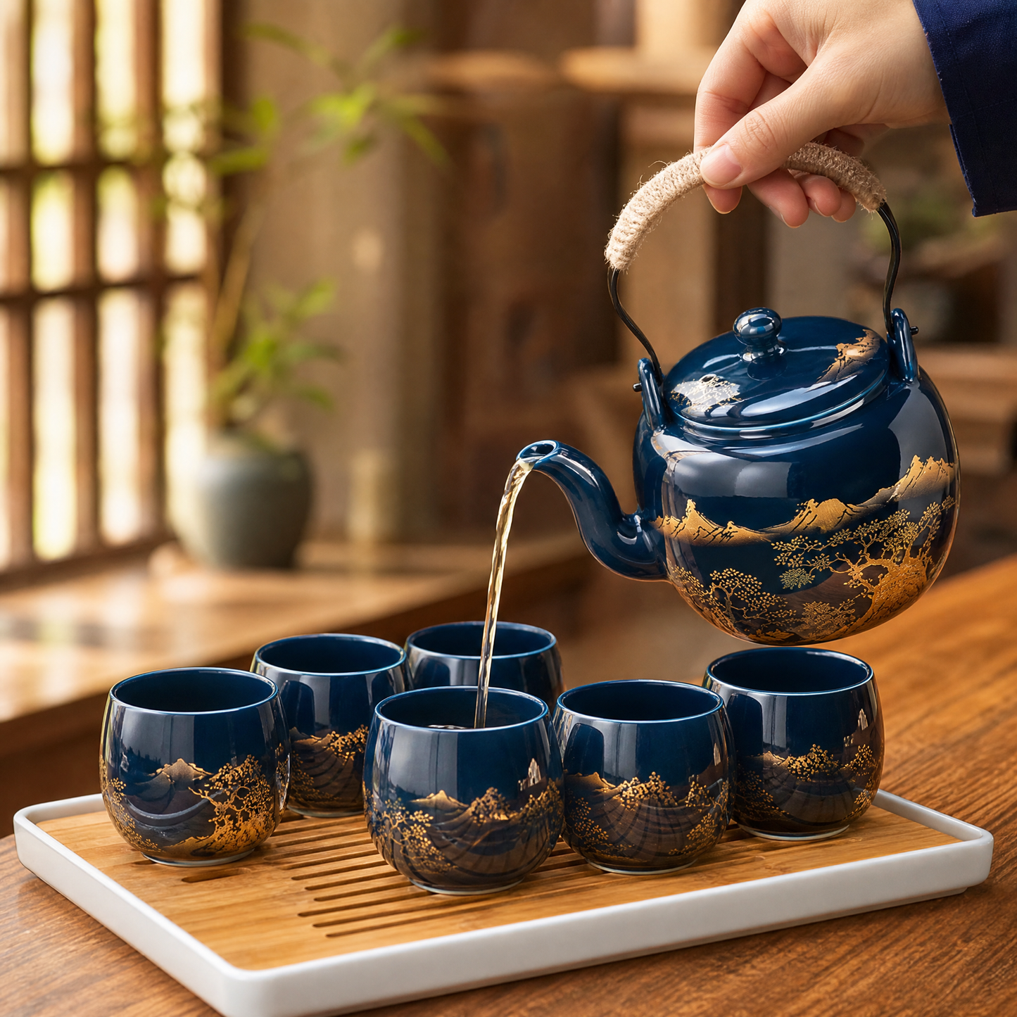 Japanese Tea Set with Kettle, 7-8 Pieces
