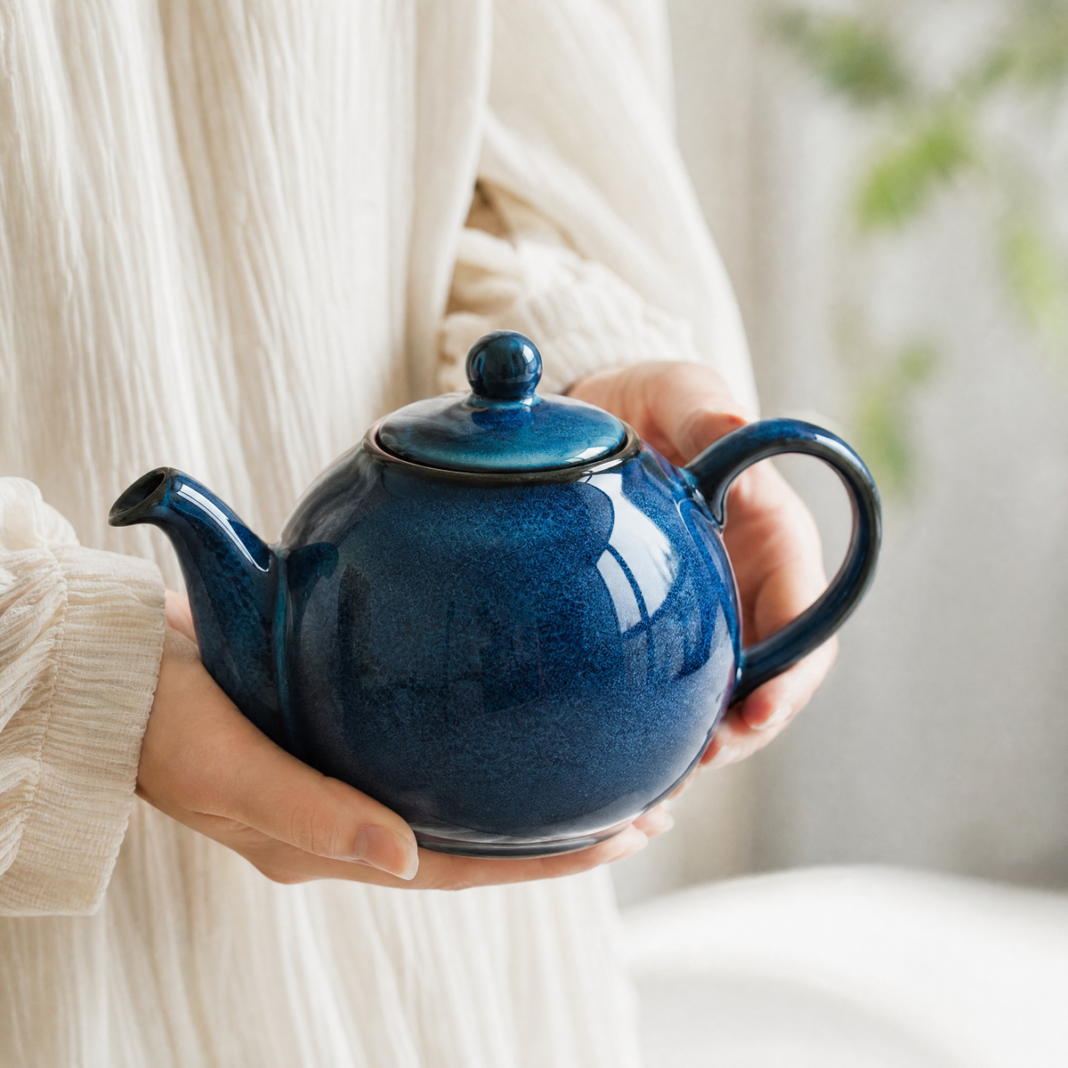 Retro Underglaze Ceramic Teapot