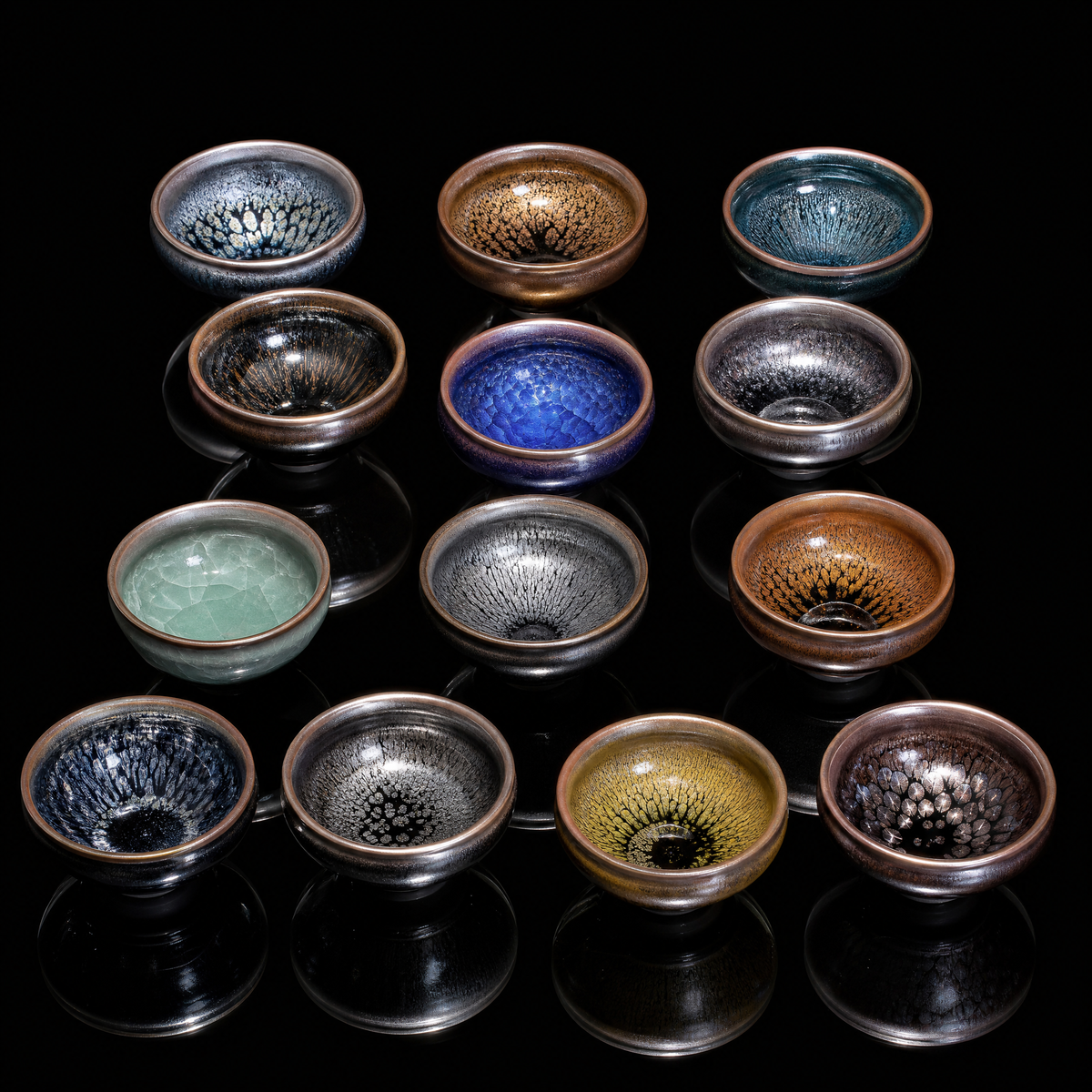 Black Porcelain Lotus Tea Bowl - Jianzhan