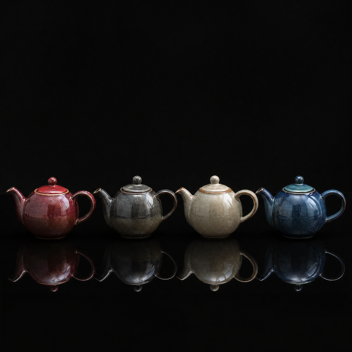 Retro Underglaze Ceramic Teapot