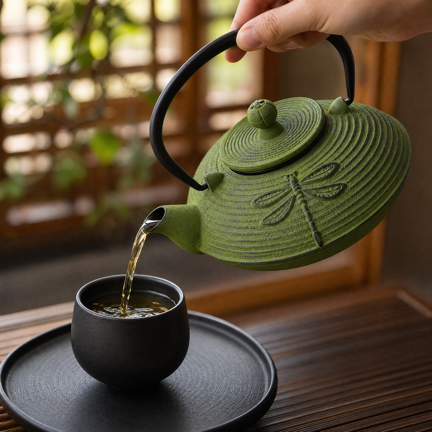 Handmade Dragonfly Cast Iron Kettle