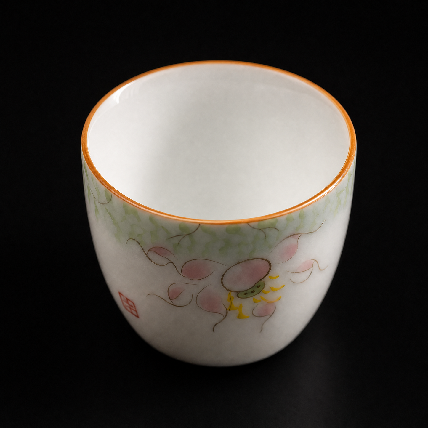Hand-Painted White Porcelain Tea Cup