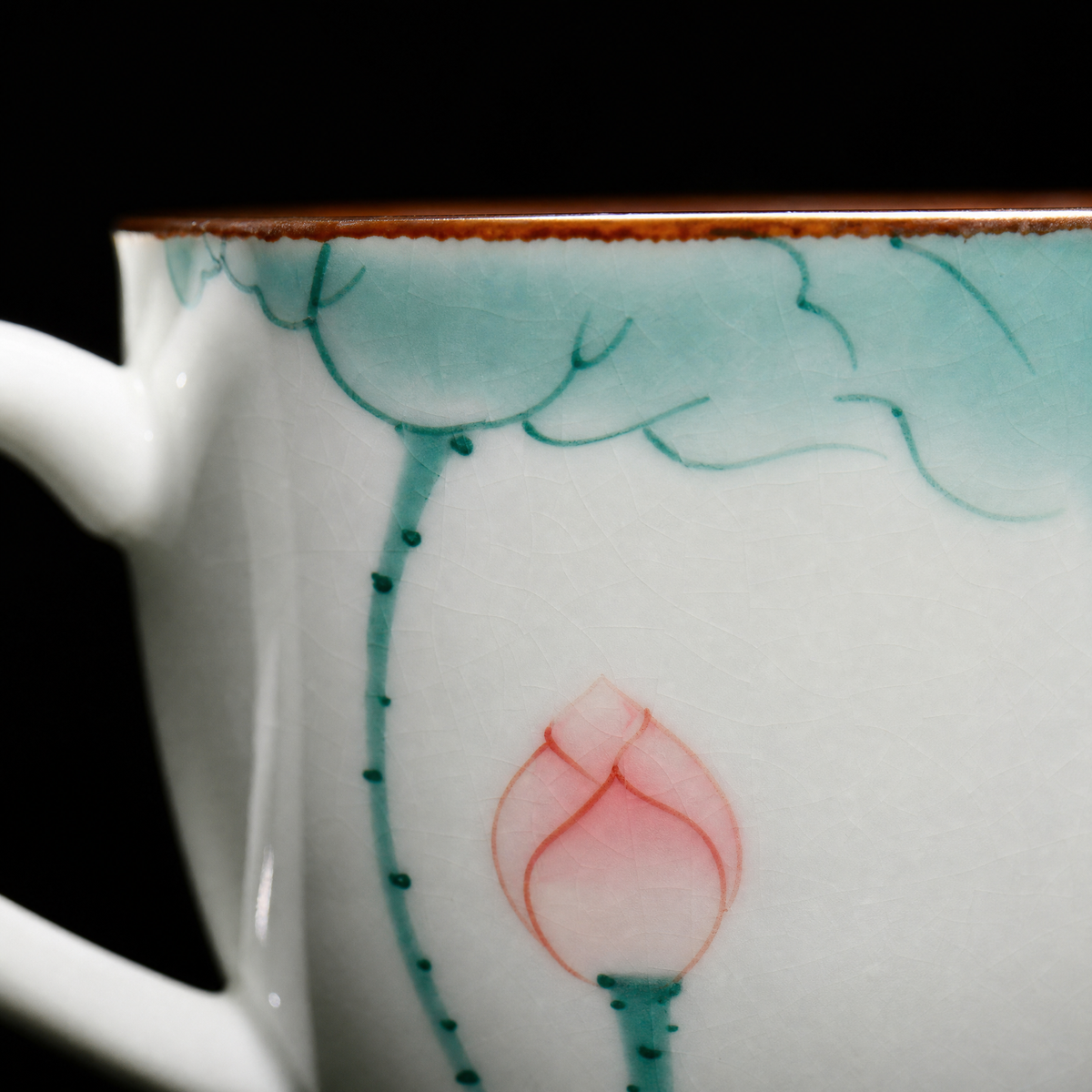 Hand-Painted Lotus Porcelain Cup