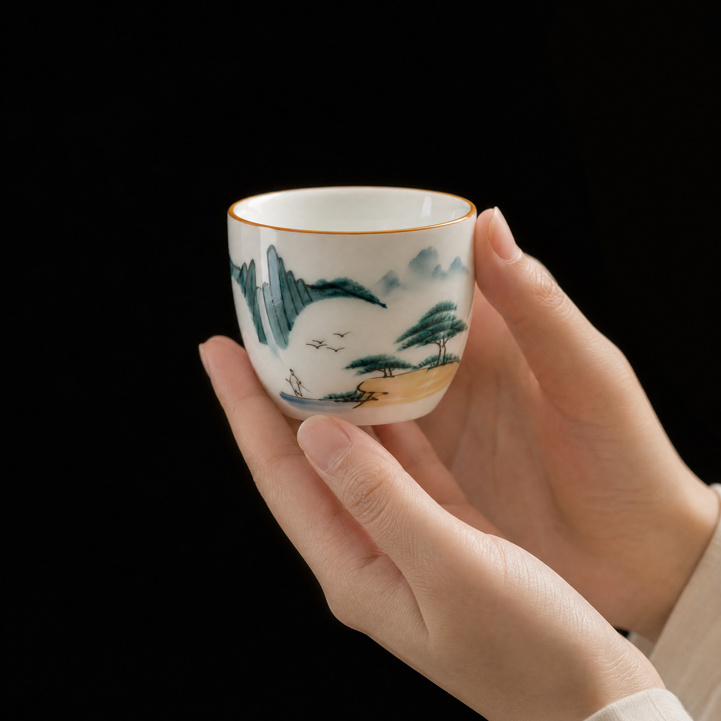 Hand-Painted White Porcelain Tea Cup