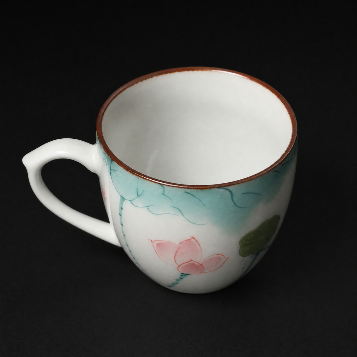 Hand-Painted Lotus Porcelain Cup