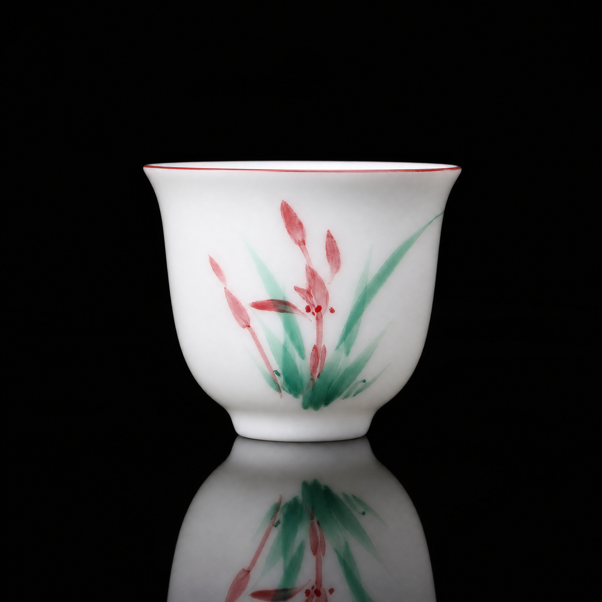 Hand-Painted Orchid & Cherry Blossom Tea Cup