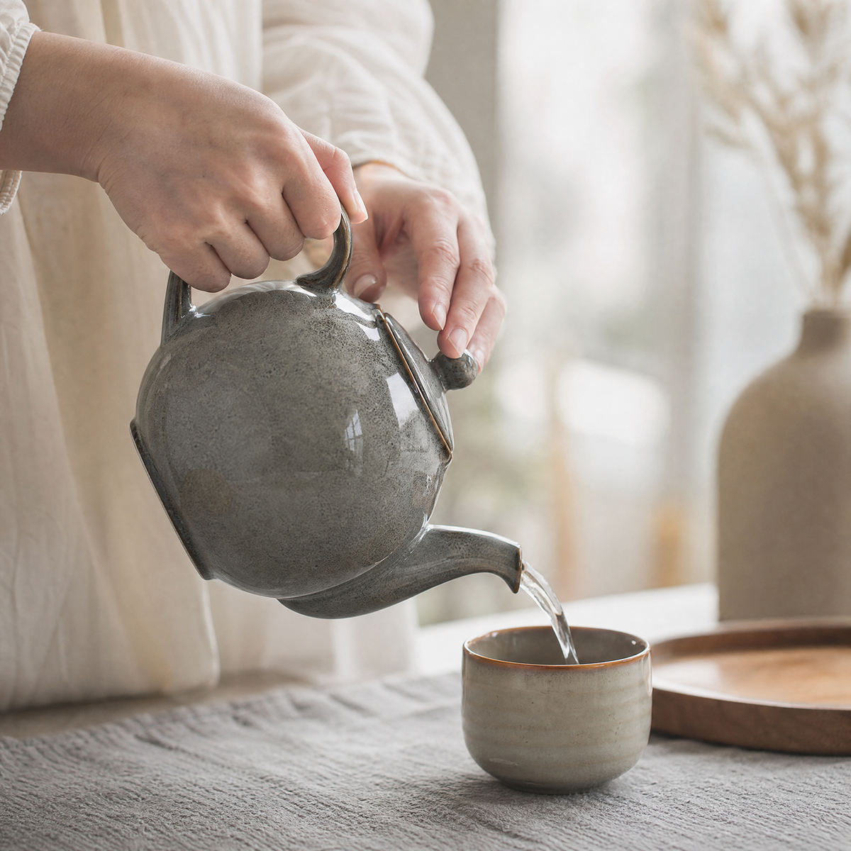 Retro Underglaze Ceramic Teapot