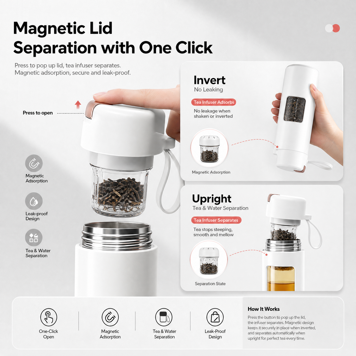 Magnetic Tea Infuser Thermos, 420ml