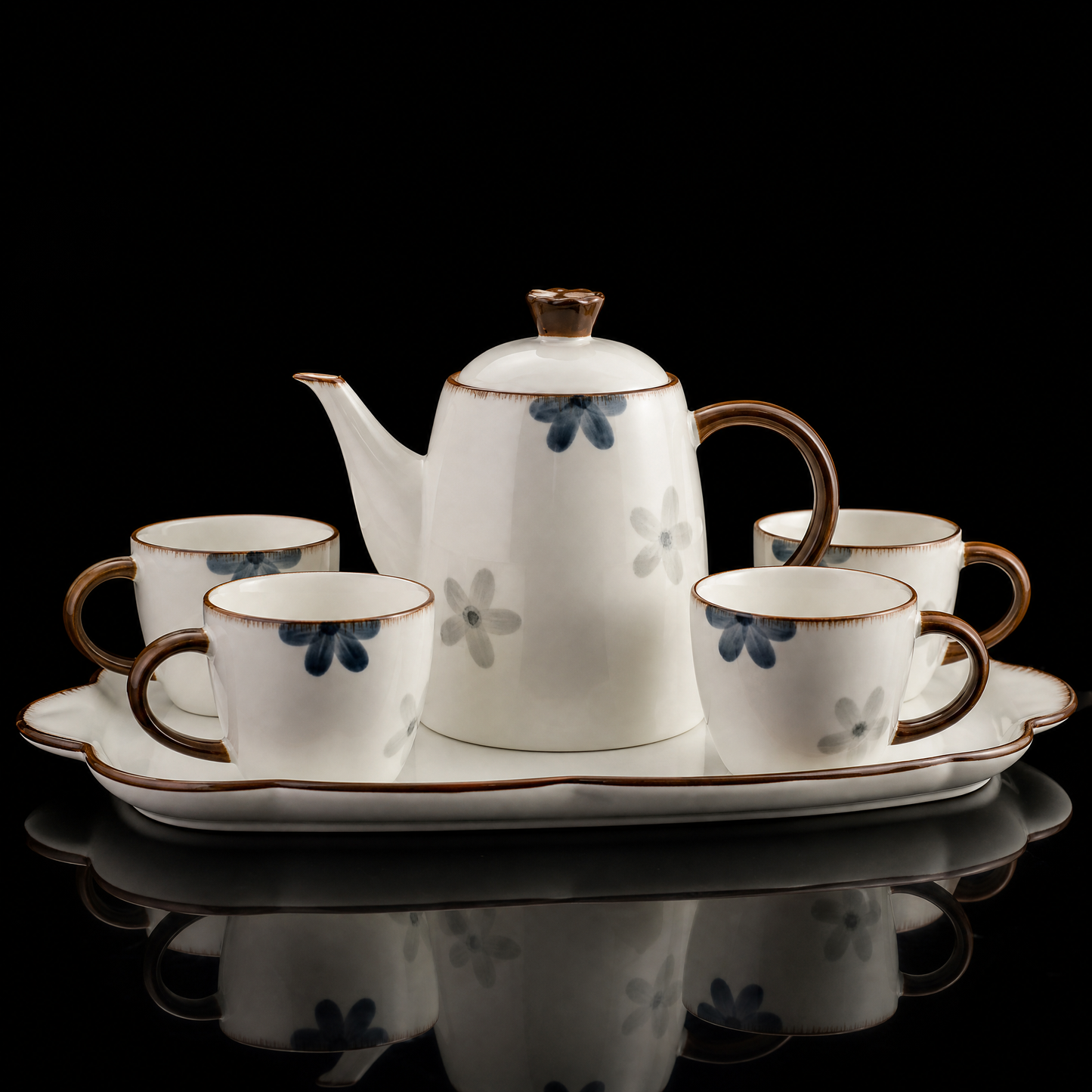 Hand-Painted Ink-Wash Ceramic Water Set