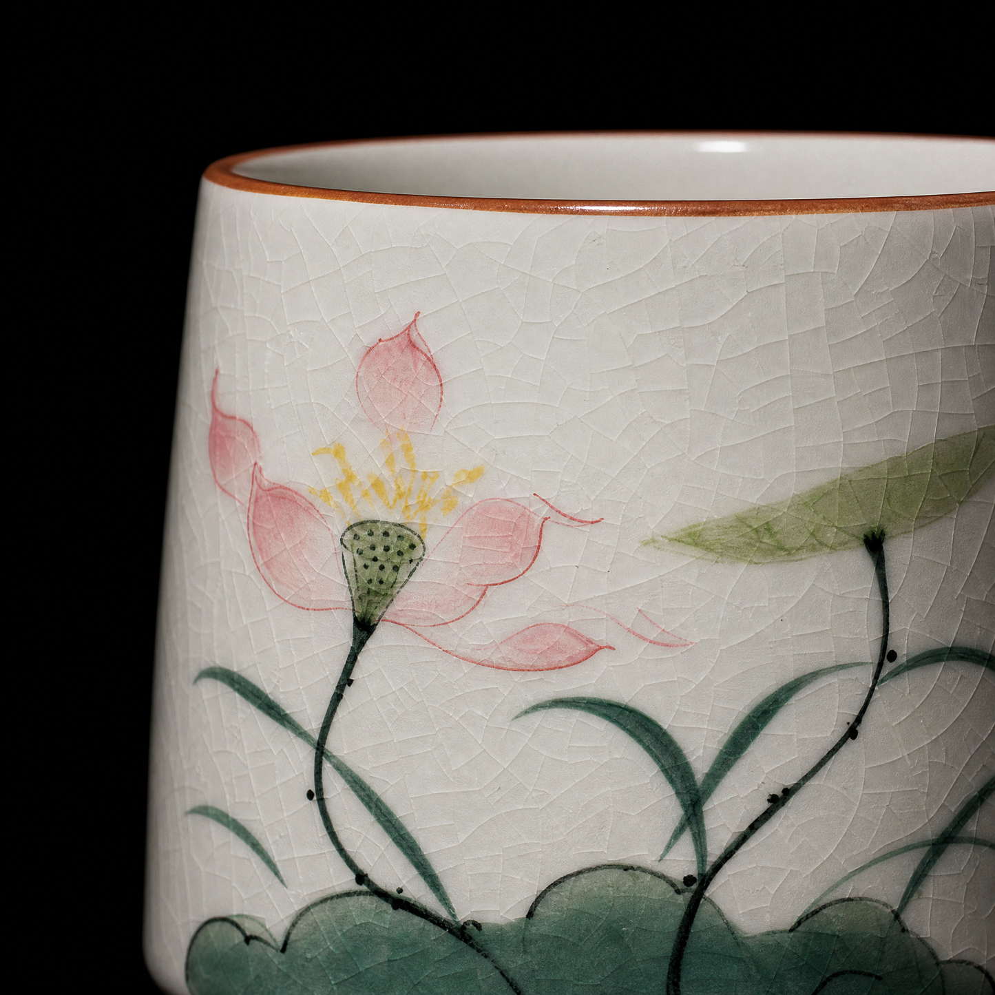 Hand-Painted Lotus Mug Gift Set, 350ml