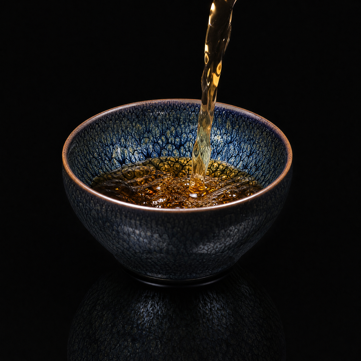 Black Porcelain Lotus Tea Bowl - Jianzhan