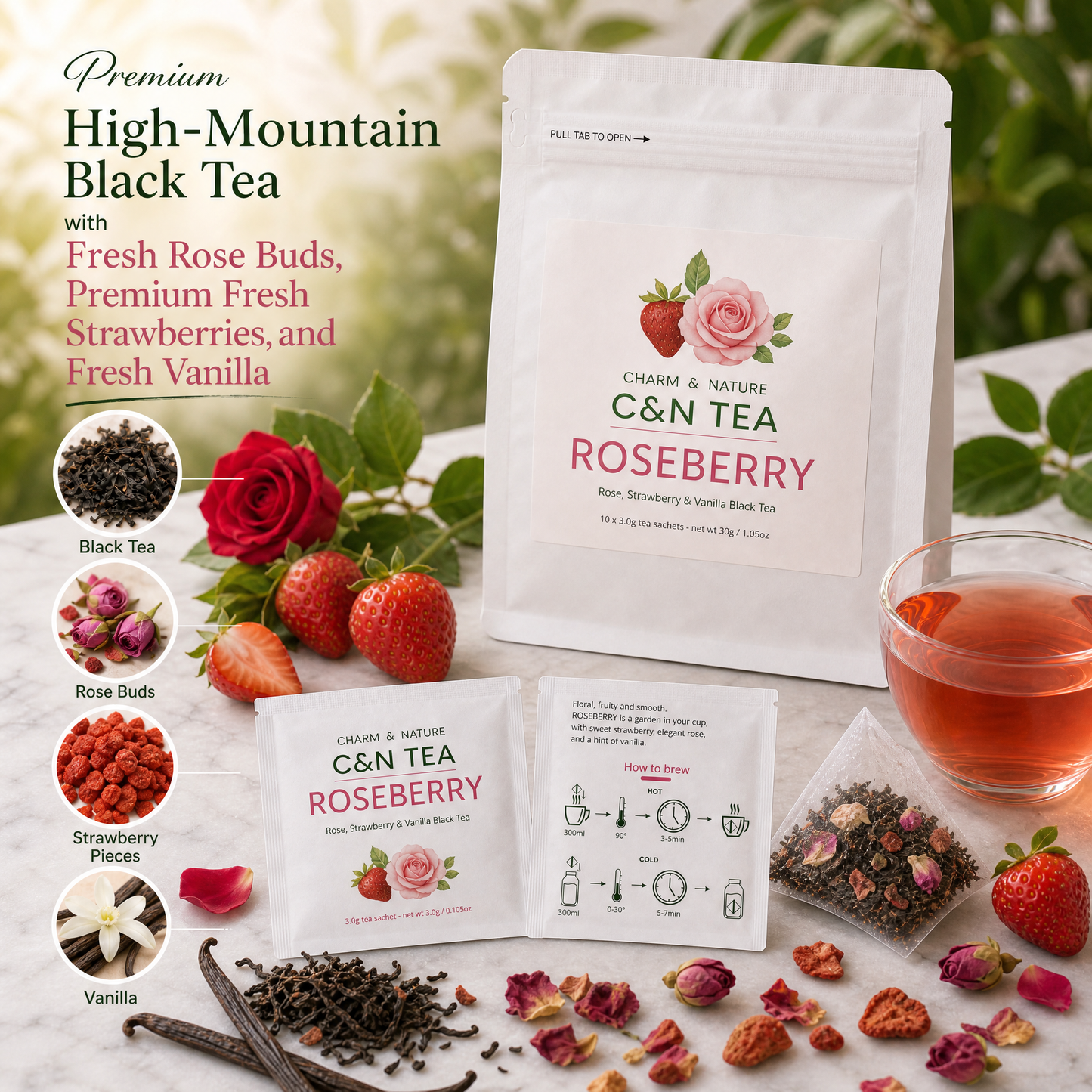 C&N TEA Roseberry — Rose, Strawberry & Vanilla Black Tea