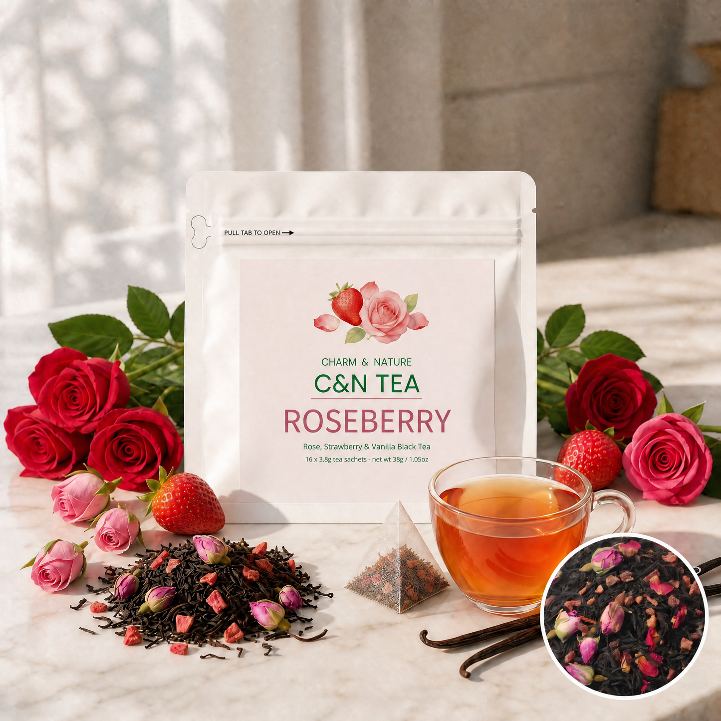 C&N TEA Roseberry — Rose, Strawberry & Vanilla Black Tea