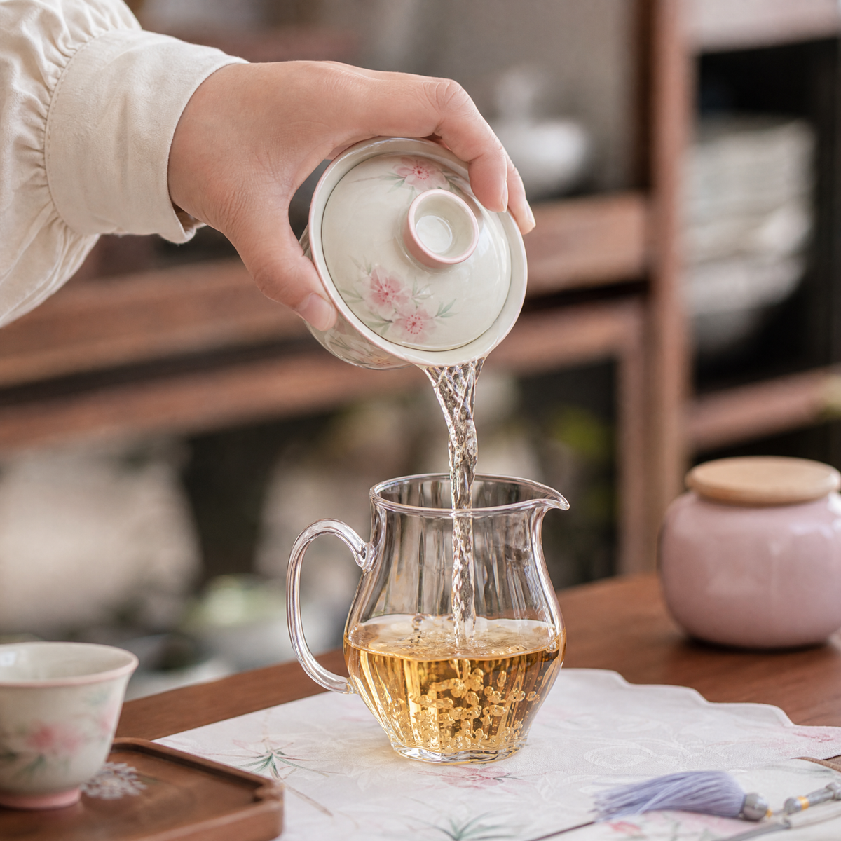Hand-Painted Peach Blossom Gongfu Sets