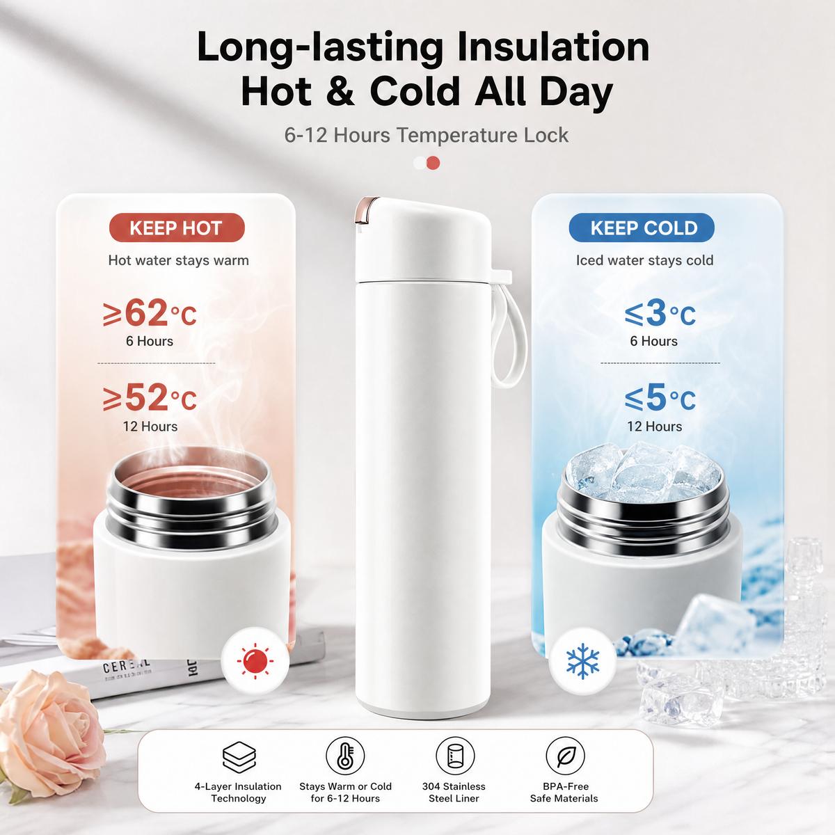 Magnetic Tea Infuser Thermos, 420ml