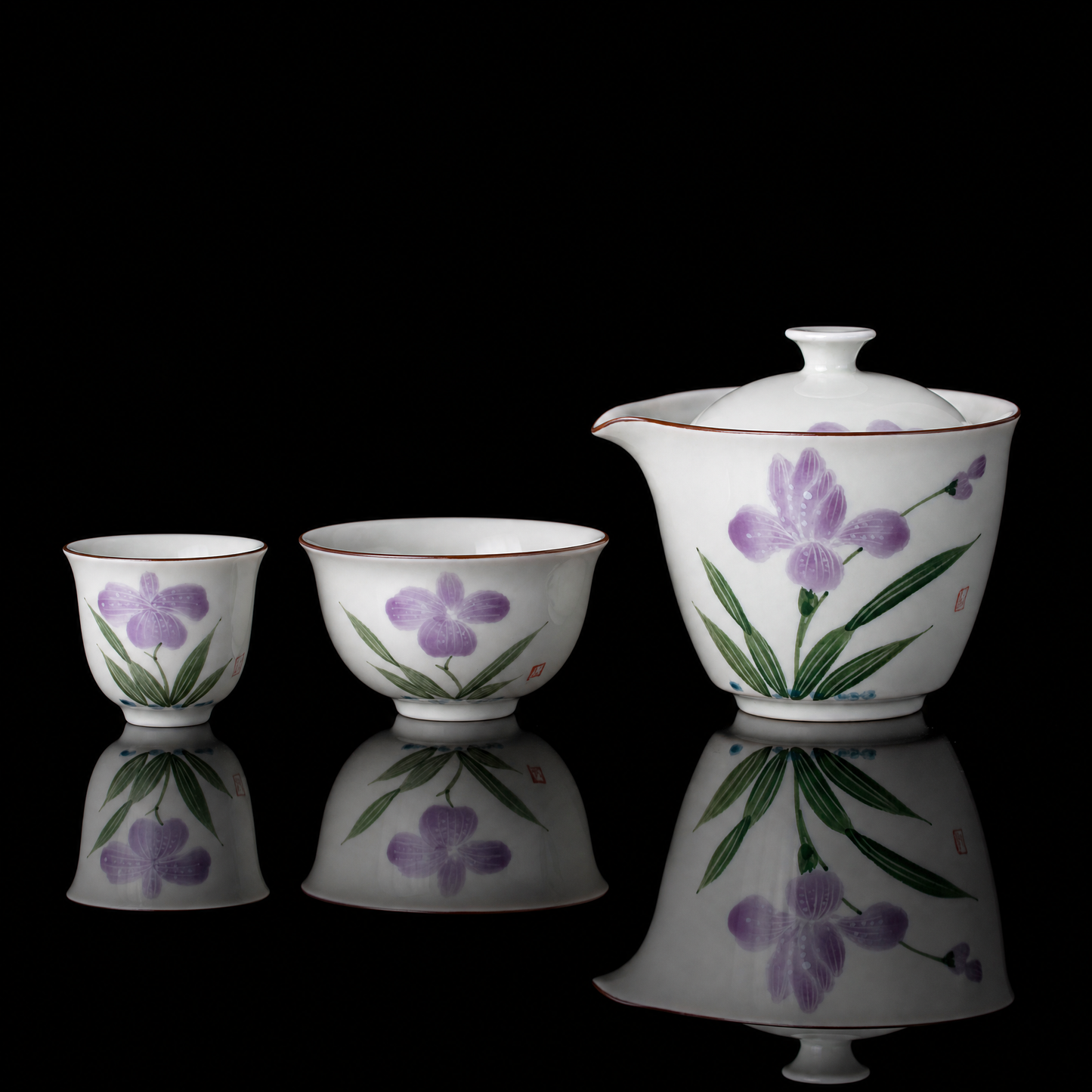 Hand-Painted Iris Ceramic Teapot