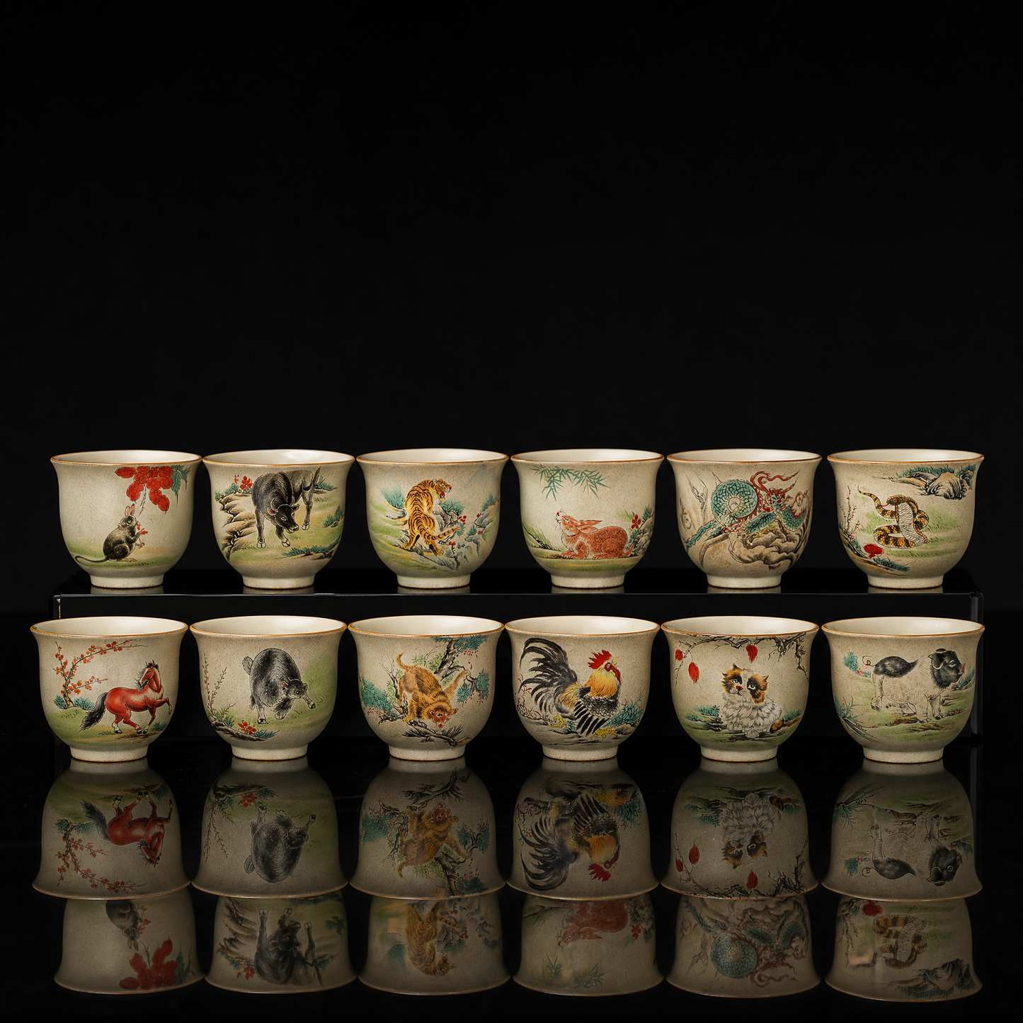 Chinese Zodiac Stoneware Tea Cup