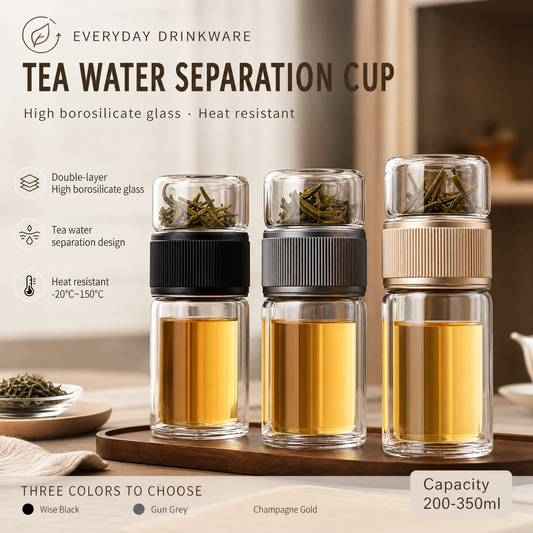 Double-Wall Glass Tea Tumbler, 200–350ml