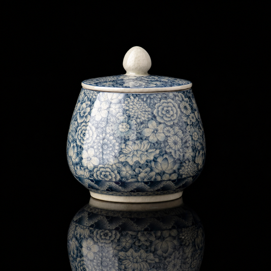 Blue & White Porcelain Tea Caddy