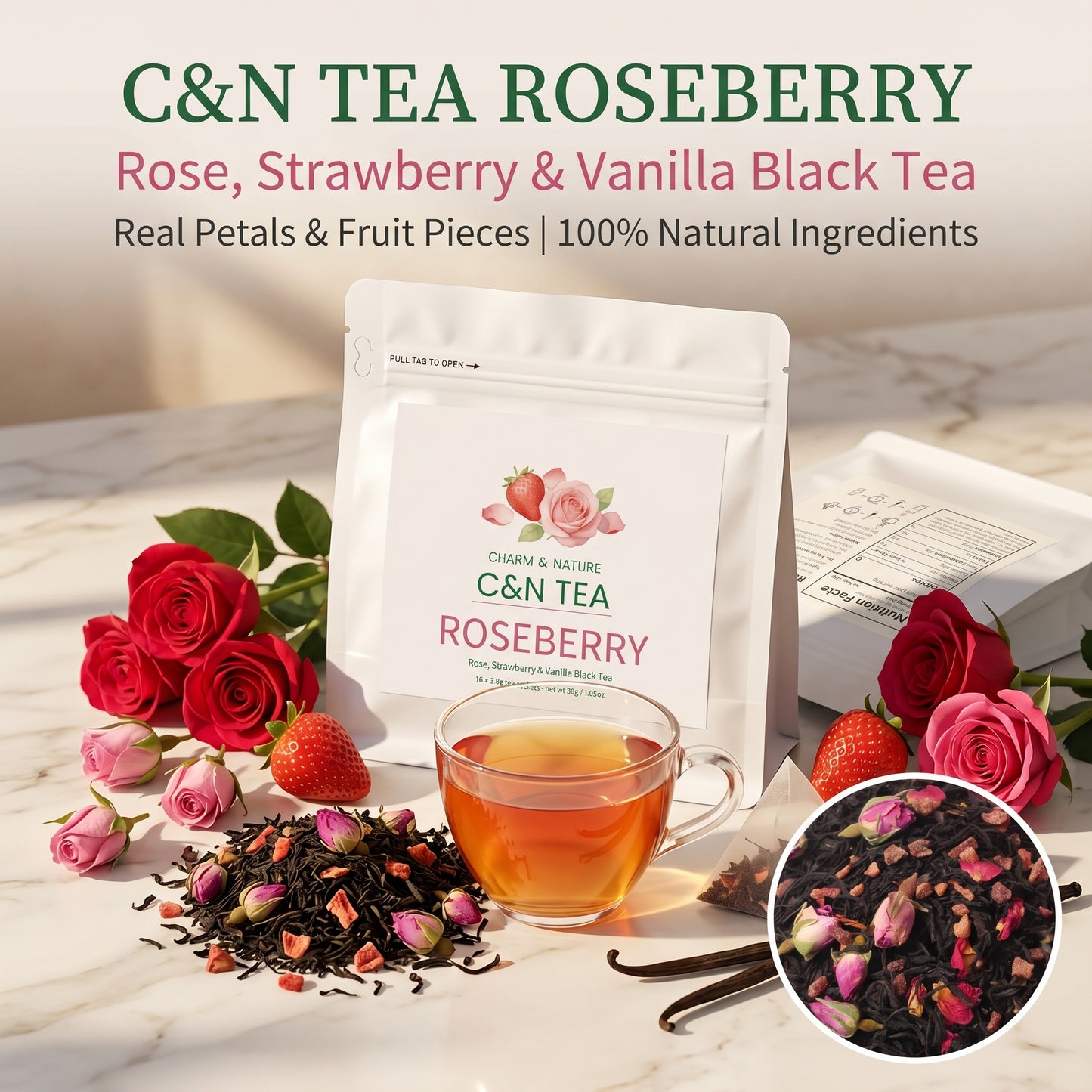C&N TEA Roseberry — Rose, Strawberry & Vanilla Black Tea