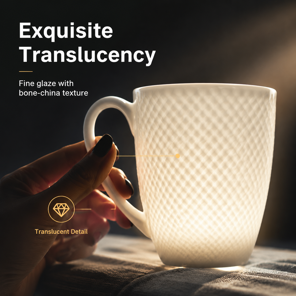 White Embossed Ceramic Mug