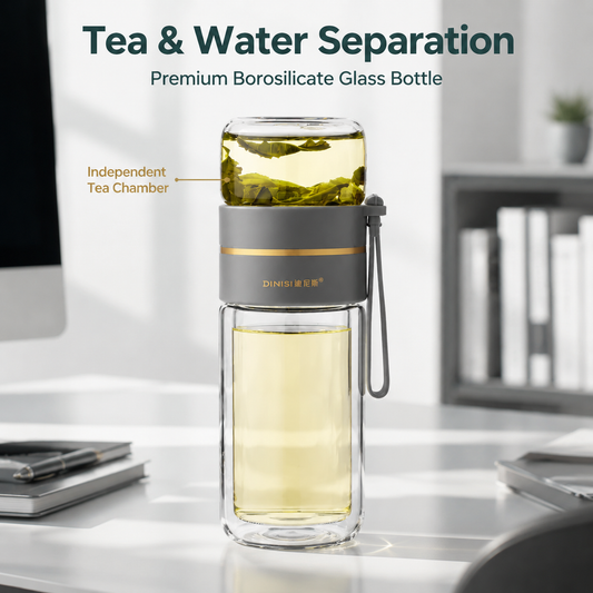 Double-Wall Glass Tea Infuser Bottle, 400-450ml