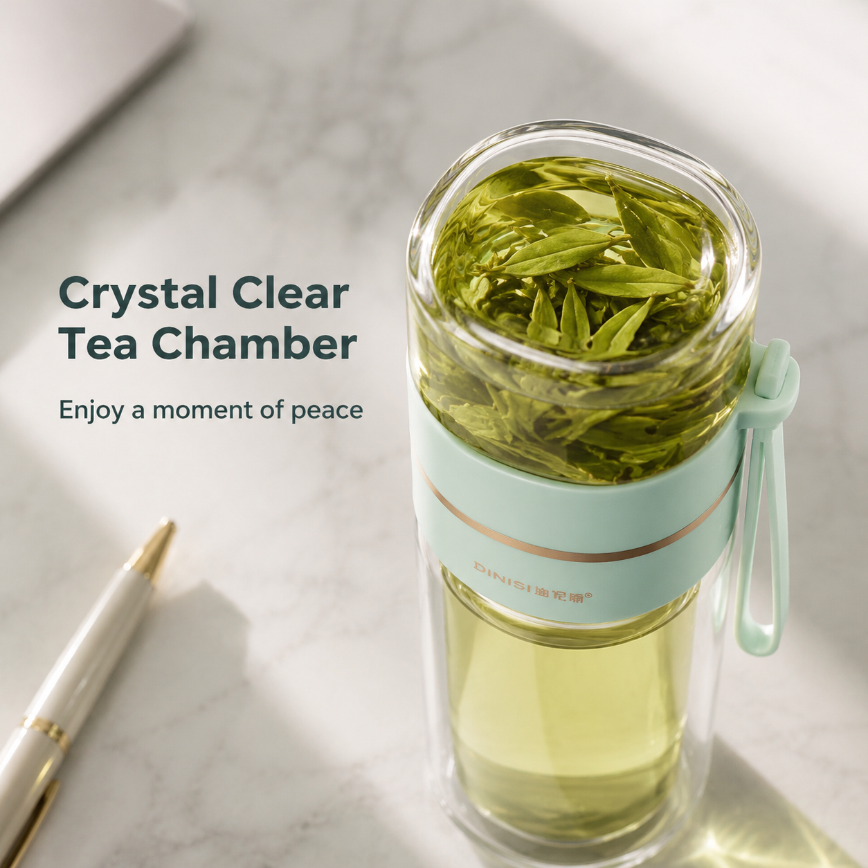 Double-Wall Glass Tea Infuser Bottle, 400-450ml