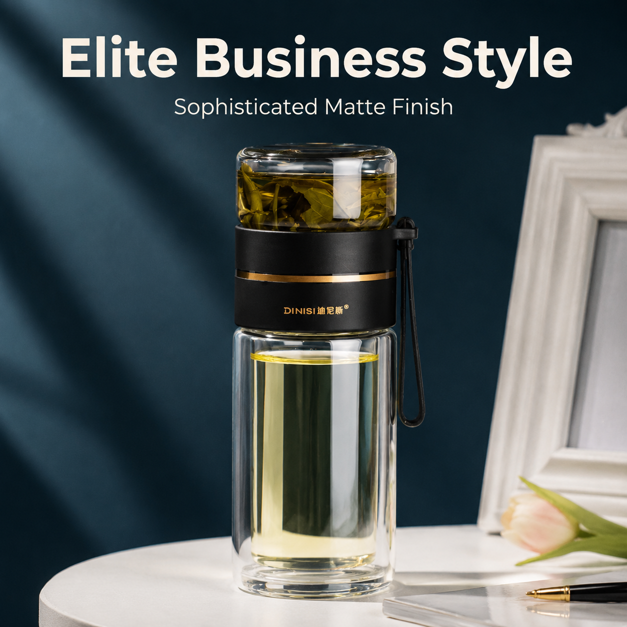 Double-Wall Glass Tea Infuser Bottle, 400-450ml