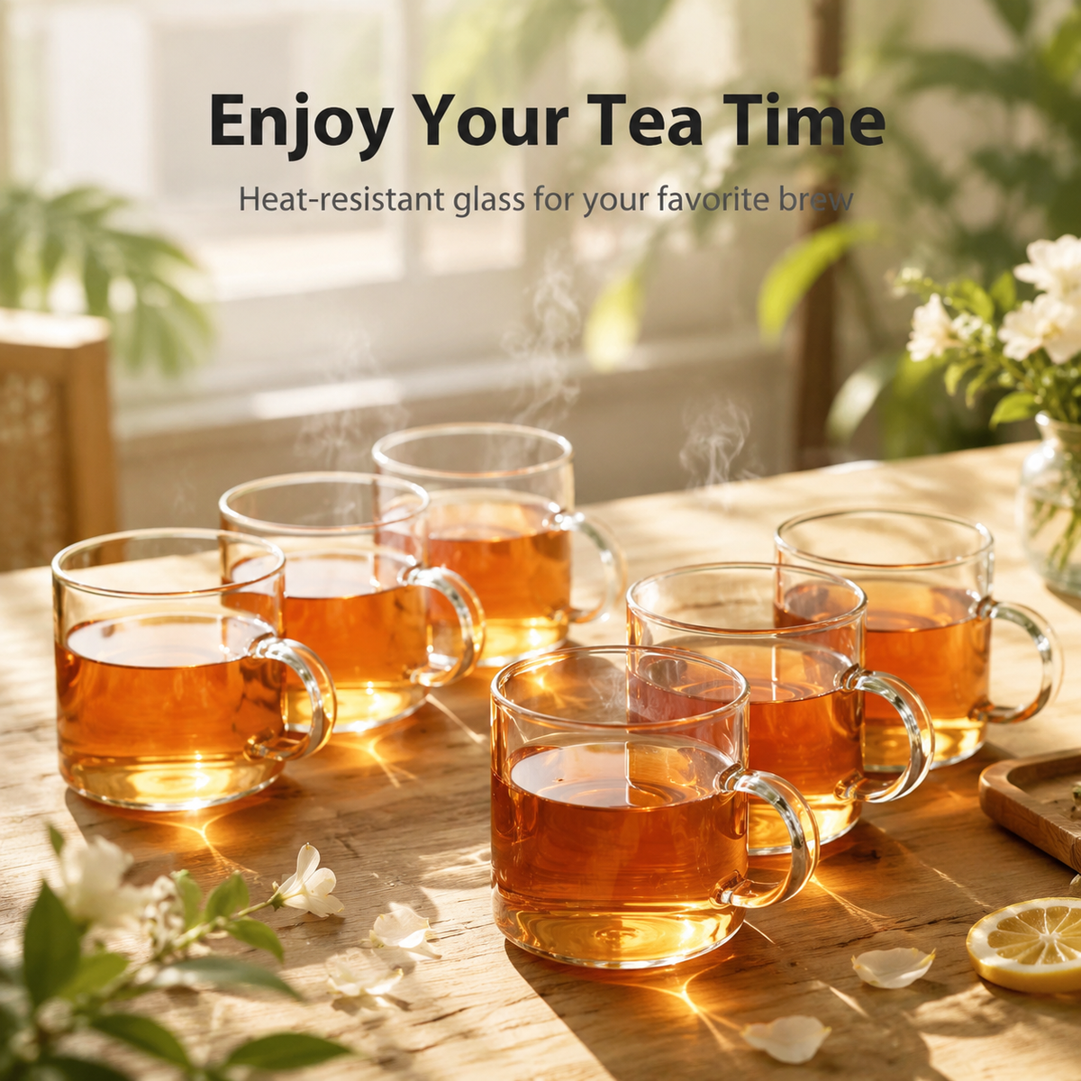 Mini Glass Tea Cups with Handle, Set of 4 or 6