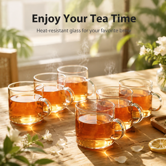 Mini Glass Tea Cups with Handle, Set of 4 or 6