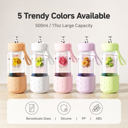 Magnetic Glass Tea Tumbler with Filter, 500ml