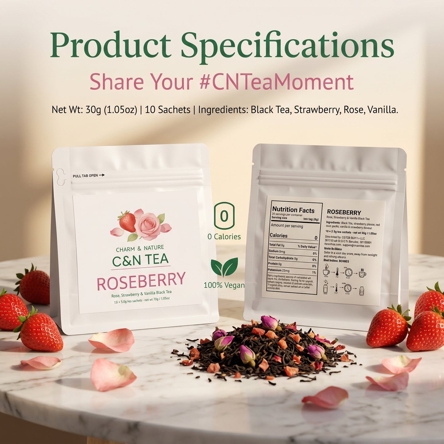 C&N TEA Roseberry — Rose, Strawberry & Vanilla Black Tea