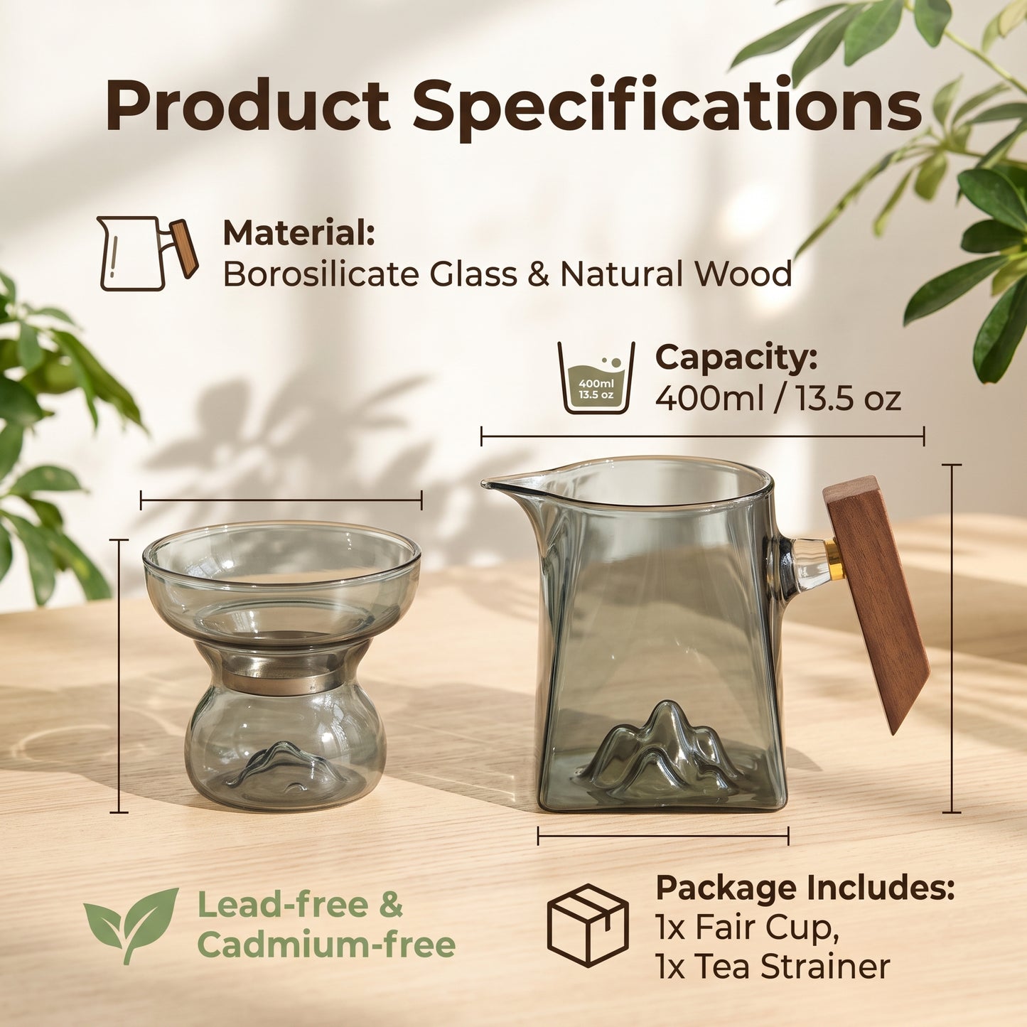 Glass Tea Pitcher with Strainer, 400ml