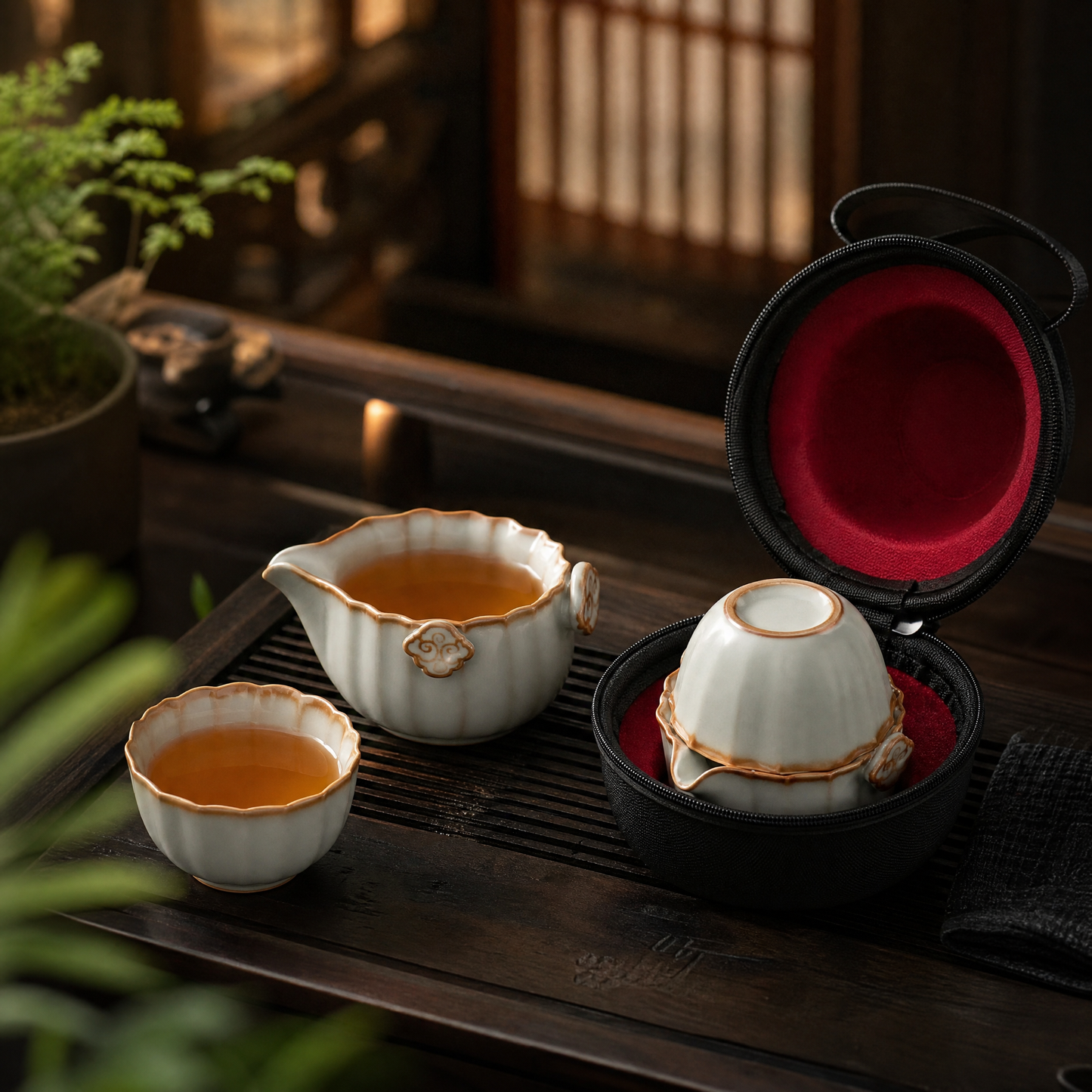 Ru-Style Personal Tea Set with Travel Case