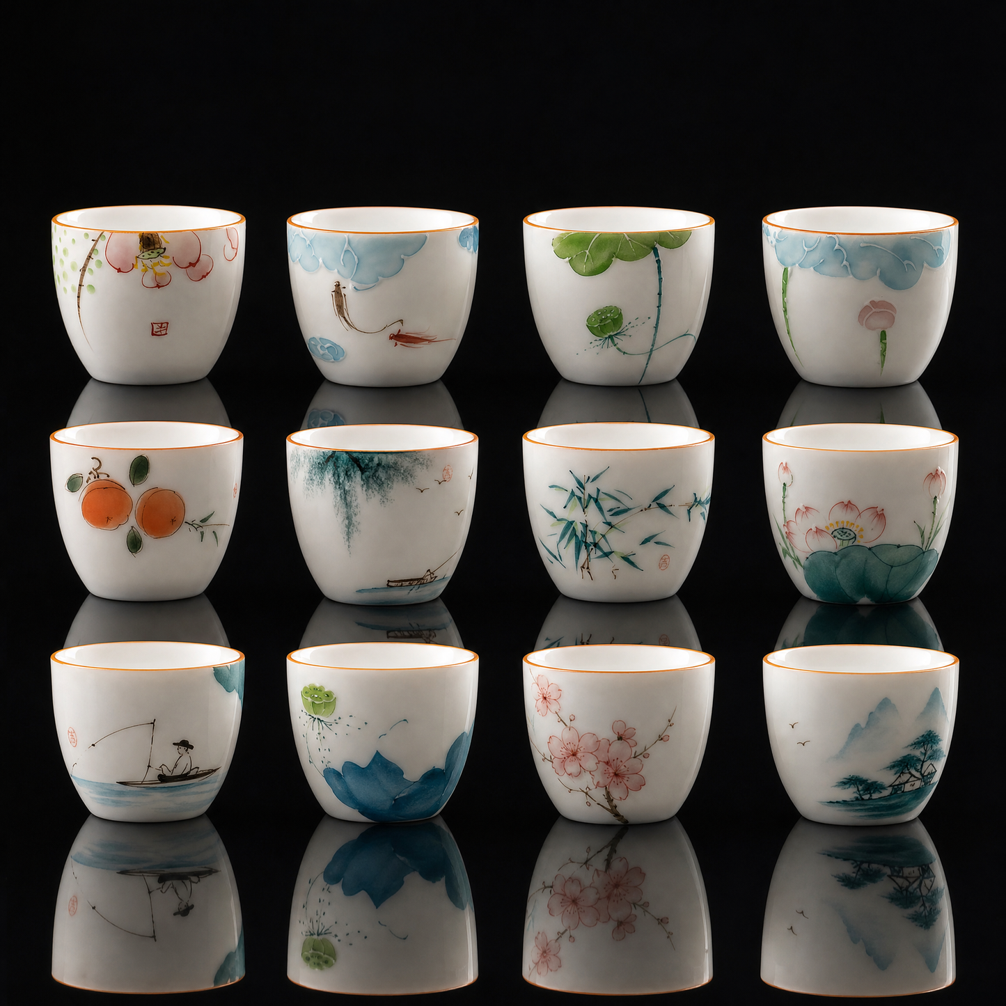 Hand-Painted White Porcelain Tea Cup