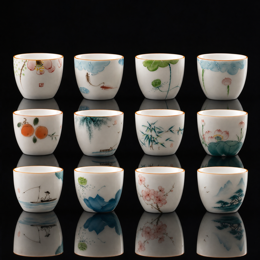 Hand-Painted White Porcelain Tea Cup