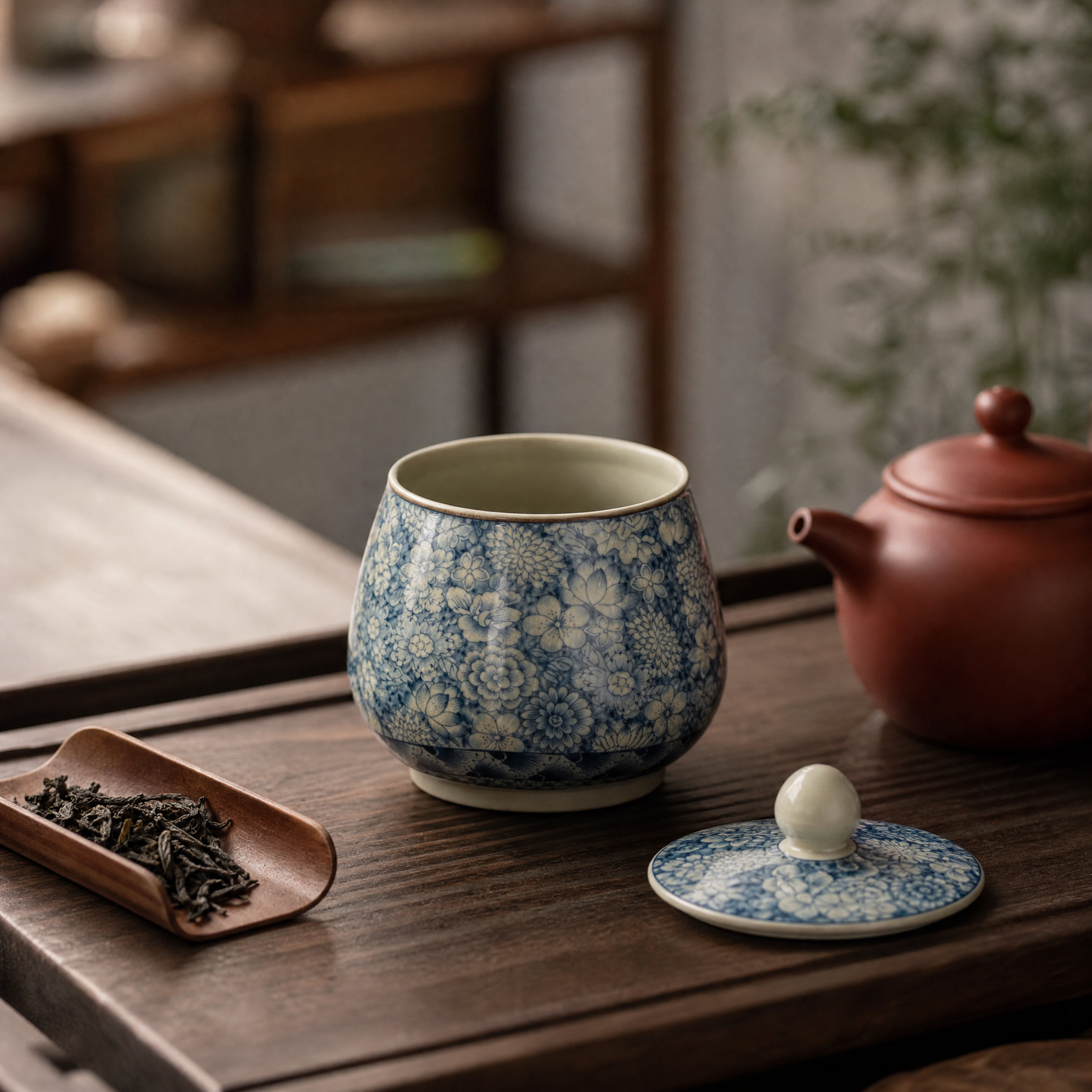 Blue & White Porcelain Tea Caddy