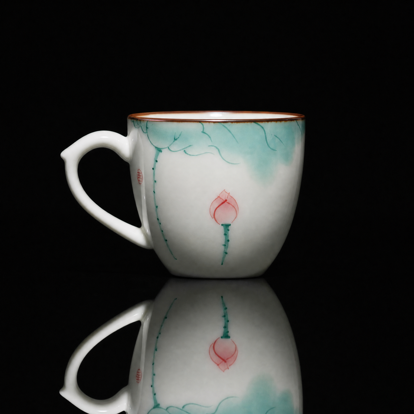 Hand-Painted Lotus Porcelain Cup