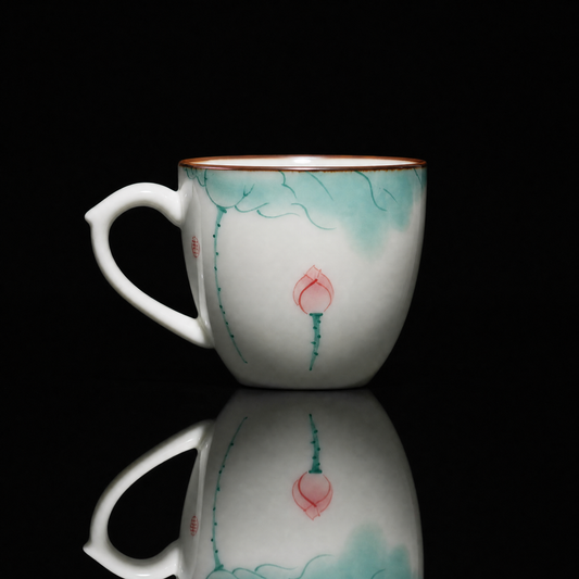 Hand-Painted Lotus Porcelain Cup