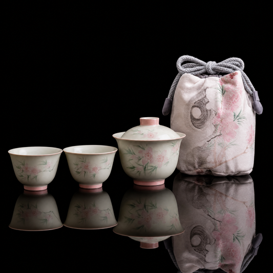 Hand-Painted Peach Blossom Gongfu Sets