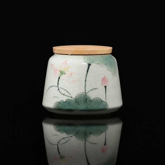Ice-Crackle Hand-Painted Tea Jar, Small