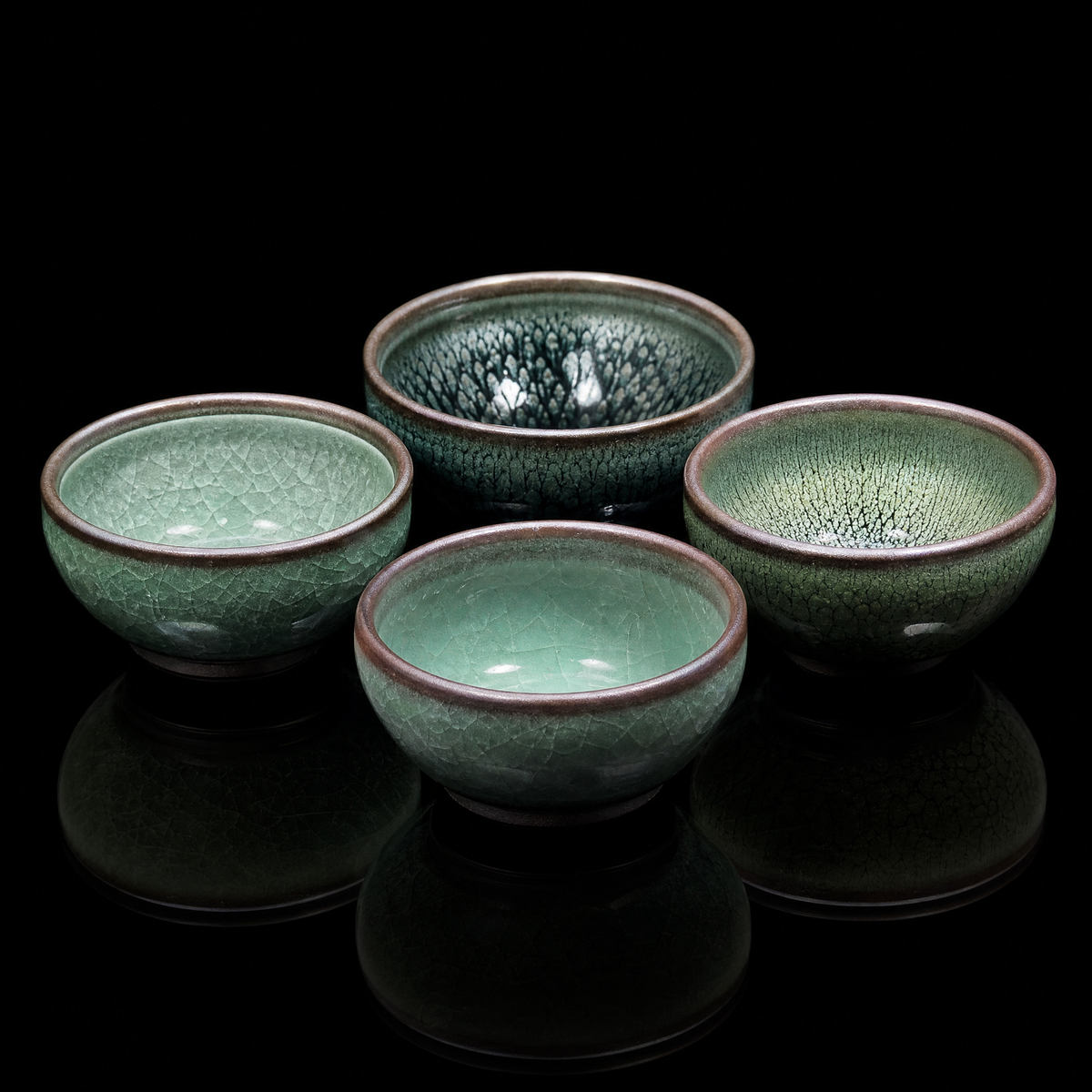 Black Porcelain Lotus Tea Bowl - Jianzhan